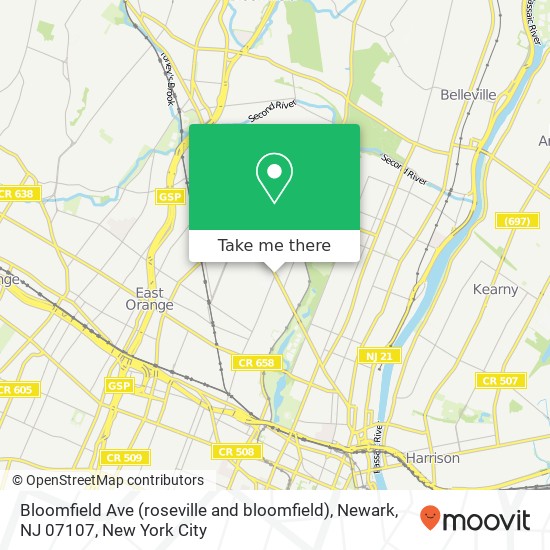 Bloomfield Ave (roseville and bloomfield), Newark, NJ 07107 map