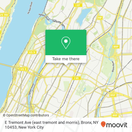 E Tremont Ave (east tremont and morris), Bronx, NY 10453 map