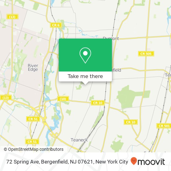 Mapa de 72 Spring Ave, Bergenfield, NJ 07621