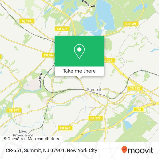 Mapa de CR-651, Summit, NJ 07901