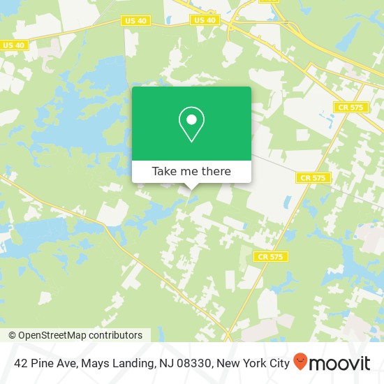 Mapa de 42 Pine Ave, Mays Landing, NJ 08330