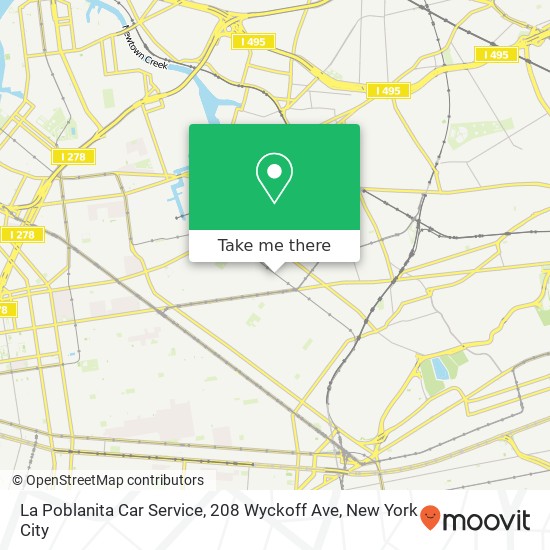 Mapa de La Poblanita Car Service, 208 Wyckoff Ave
