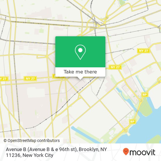 Mapa de Avenue B (Avenue B & e 96th st), Brooklyn, NY 11236