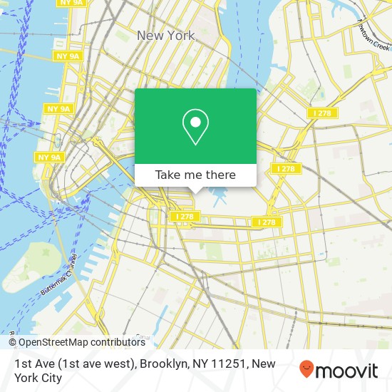1st Ave (1st ave west), Brooklyn, NY 11251 map