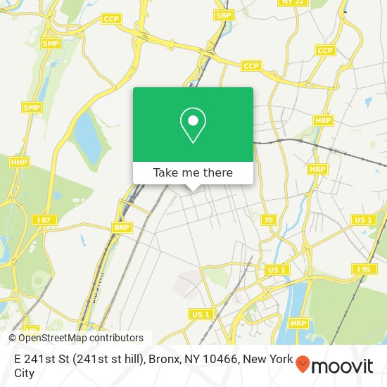 Mapa de E 241st St (241st st hill), Bronx, NY 10466