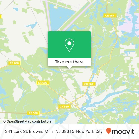 Mapa de 341 Lark St, Browns Mills, NJ 08015