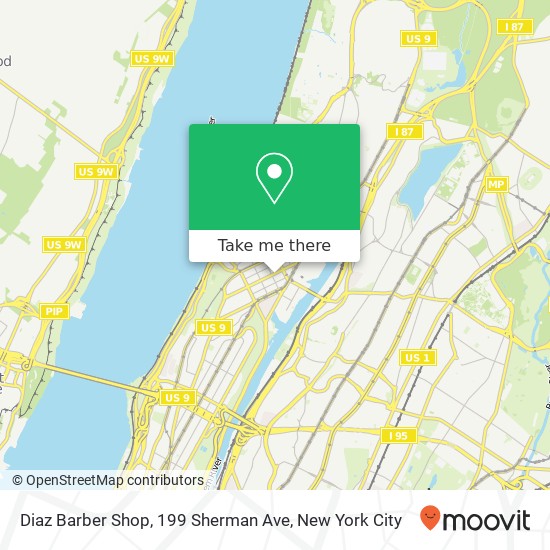 Mapa de Diaz Barber Shop, 199 Sherman Ave