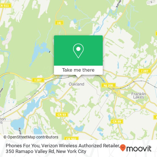 Mapa de Phones For You, Verizon Wireless Authorized Retailer, 350 Ramapo Valley Rd