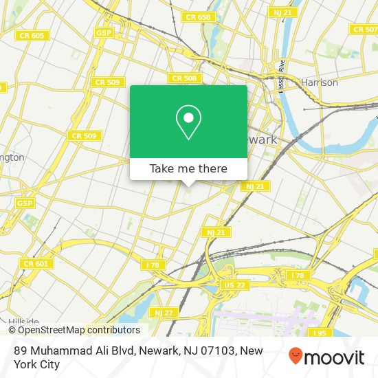 Mapa de 89 Muhammad Ali Blvd, Newark, NJ 07103