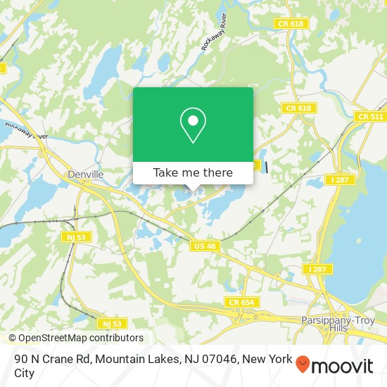 Mapa de 90 N Crane Rd, Mountain Lakes, NJ 07046