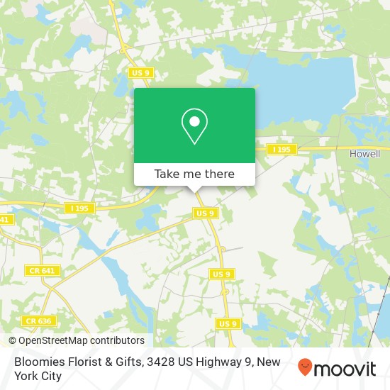 Mapa de Bloomies Florist & Gifts, 3428 US Highway 9