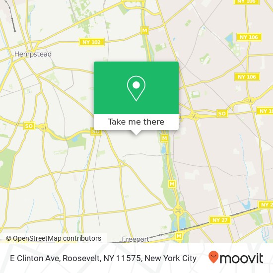 Mapa de E Clinton Ave, Roosevelt, NY 11575