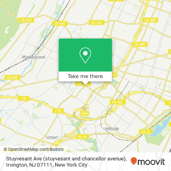 Stuyvesant Ave (stuyvesant and chancellor avenue), Irvington, NJ 07111 map