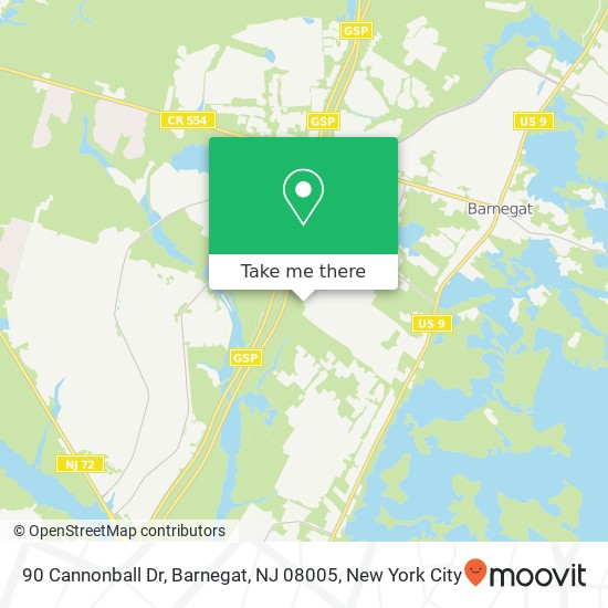 Mapa de 90 Cannonball Dr, Barnegat, NJ 08005