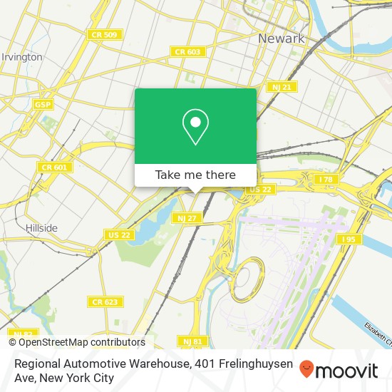 Mapa de Regional Automotive Warehouse, 401 Frelinghuysen Ave