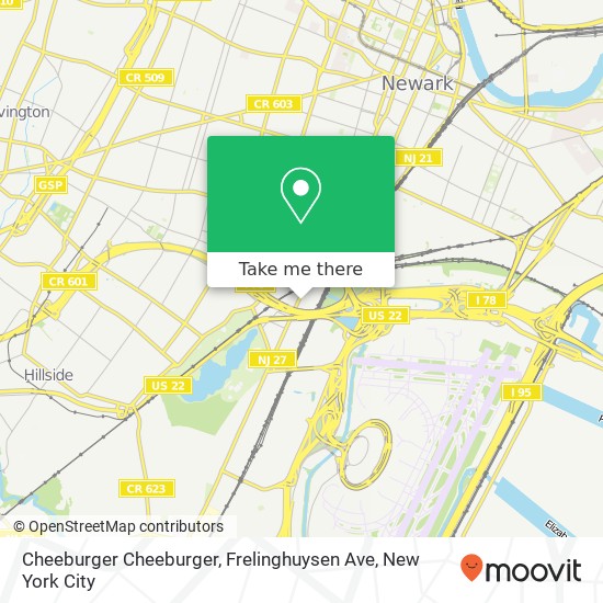 Mapa de Cheeburger Cheeburger, Frelinghuysen Ave