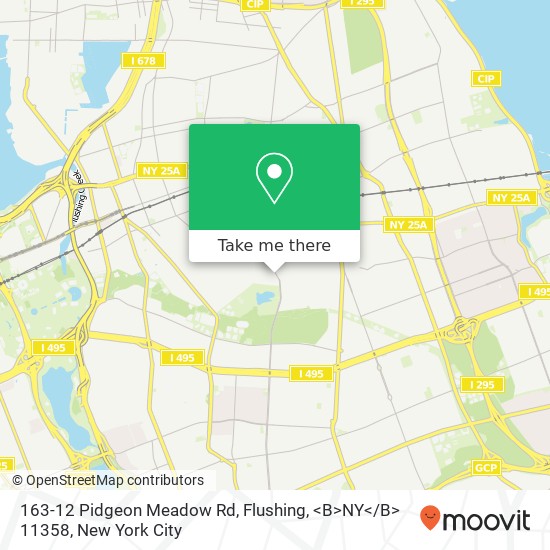 Mapa de 163-12 Pidgeon Meadow Rd, Flushing, <B>NY< / B> 11358