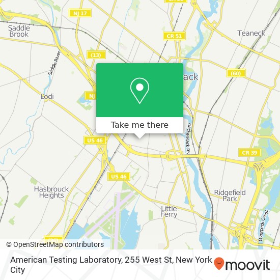 Mapa de American Testing Laboratory, 255 West St