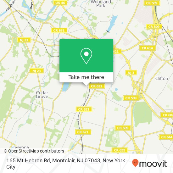 Mapa de 165 Mt Hebron Rd, Montclair, NJ 07043