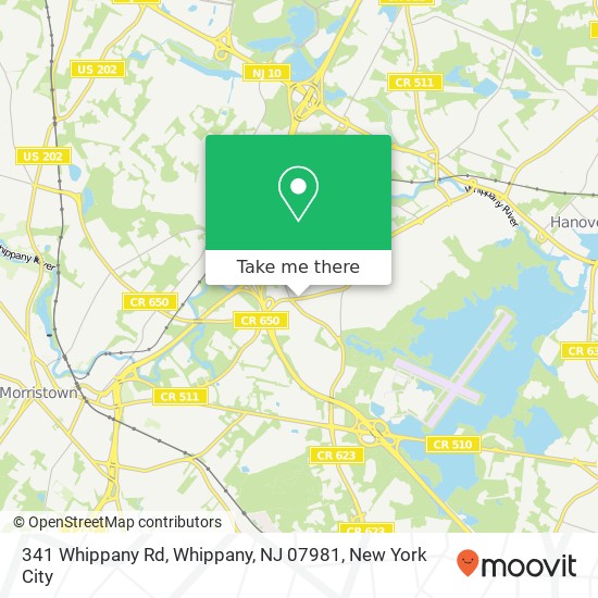 Mapa de 341 Whippany Rd, Whippany, NJ 07981