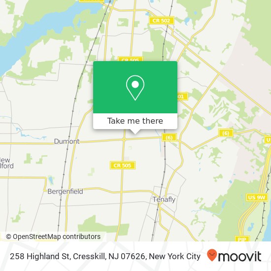 Mapa de 258 Highland St, Cresskill, NJ 07626