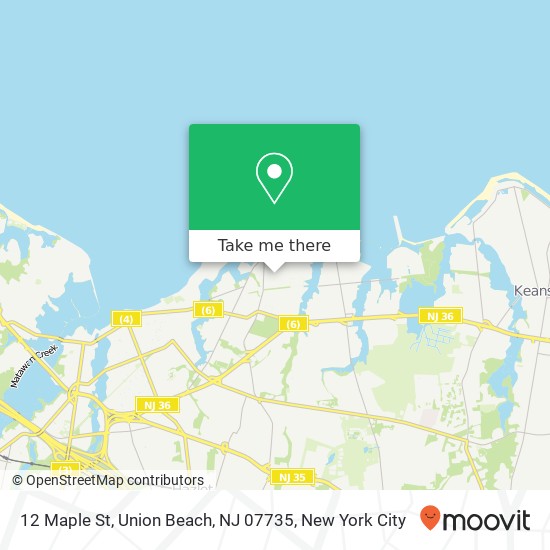 Mapa de 12 Maple St, Union Beach, NJ 07735