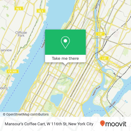 Mapa de Mansour's Coffee Cart, W 116th St