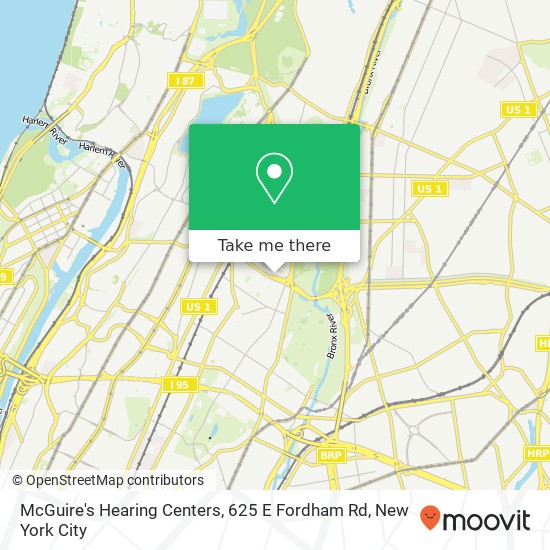 Mapa de McGuire's Hearing Centers, 625 E Fordham Rd