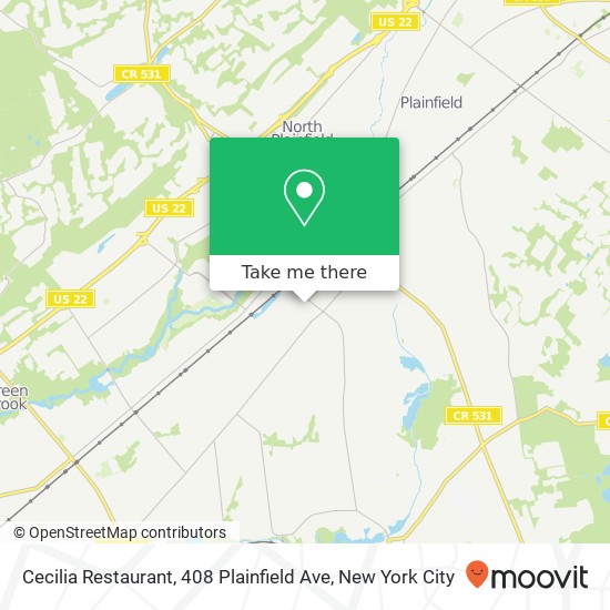 Mapa de Cecilia Restaurant, 408 Plainfield Ave