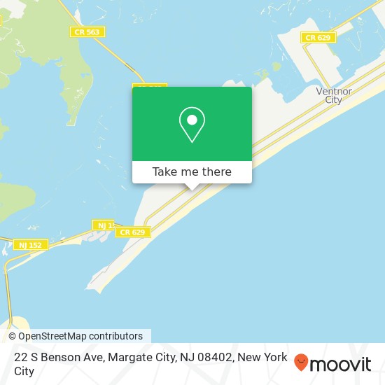 Mapa de 22 S Benson Ave, Margate City, NJ 08402