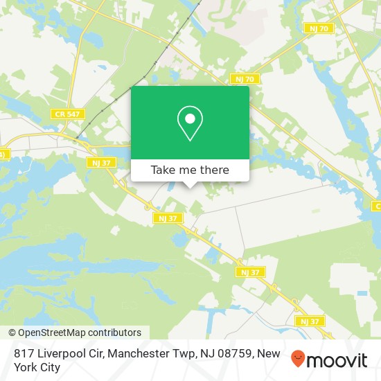 Mapa de 817 Liverpool Cir, Manchester Twp, NJ 08759