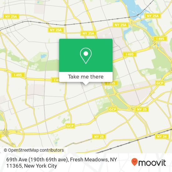 Mapa de 69th Ave (190th 69th ave), Fresh Meadows, NY 11365