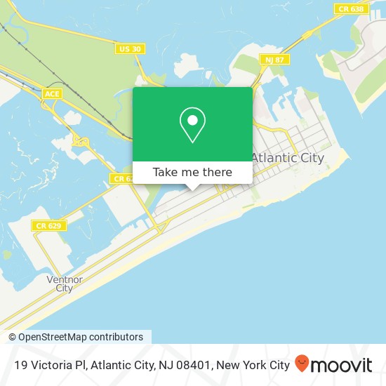 Mapa de 19 Victoria Pl, Atlantic City, NJ 08401