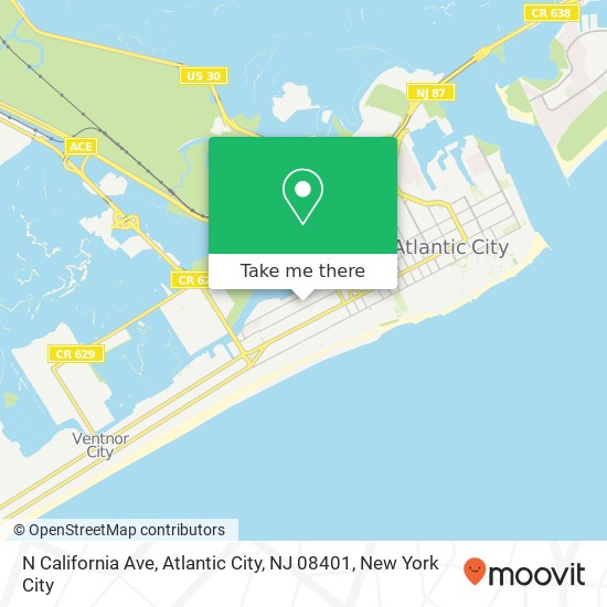 Mapa de N California Ave, Atlantic City, NJ 08401