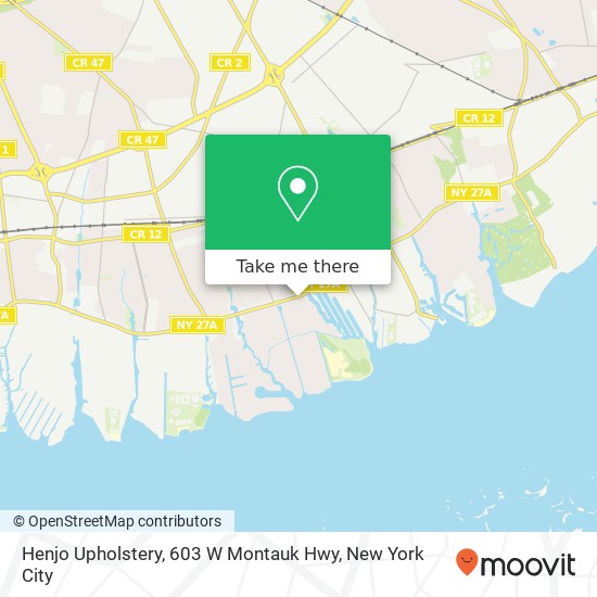 Mapa de Henjo Upholstery, 603 W Montauk Hwy