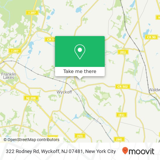 Mapa de 322 Rodney Rd, Wyckoff, NJ 07481