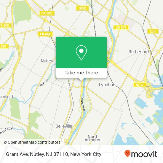 Mapa de Grant Ave, Nutley, NJ 07110