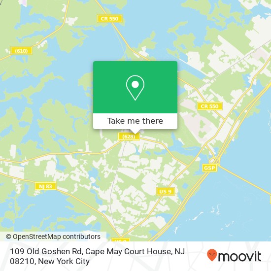 109 Old Goshen Rd, Cape May Court House, NJ 08210 map