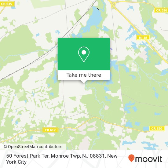 Mapa de 50 Forest Park Ter, Monroe Twp, NJ 08831