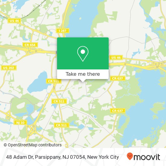 Mapa de 48 Adam Dr, Parsippany, NJ 07054