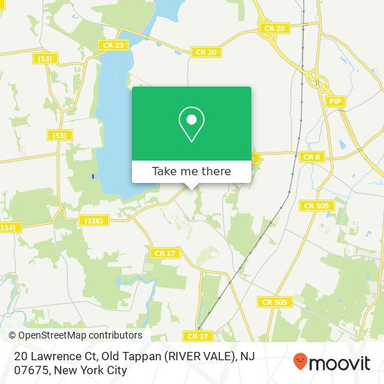 Mapa de 20 Lawrence Ct, Old Tappan (RIVER VALE), NJ 07675