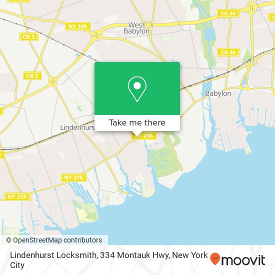 Mapa de Lindenhurst Locksmith, 334 Montauk Hwy