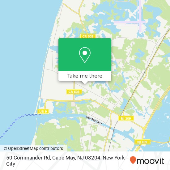 Mapa de 50 Commander Rd, Cape May, NJ 08204