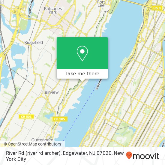 Mapa de River Rd (river rd archer), Edgewater, NJ 07020