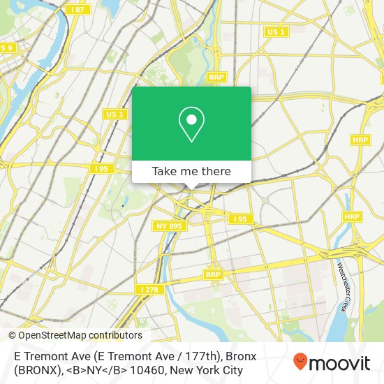E Tremont Ave (E Tremont Ave / 177th), Bronx (BRONX), <B>NY< / B> 10460 map