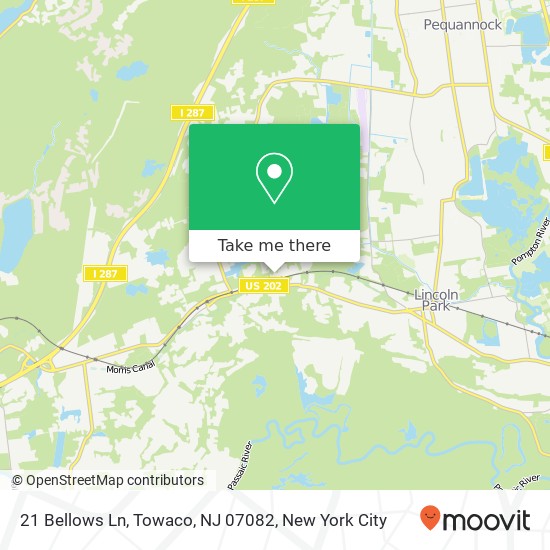 Mapa de 21 Bellows Ln, Towaco, NJ 07082