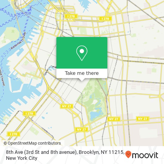 Mapa de 8th Ave (3rd St and 8th avenue), Brooklyn, NY 11215