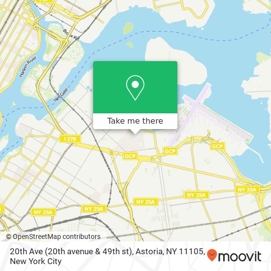 Mapa de 20th Ave (20th avenue & 49th st), Astoria, NY 11105