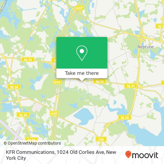 Mapa de KFR Communications, 1024 Old Corlies Ave