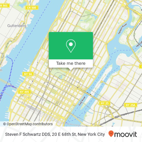 Steven F Schwartz DDS, 20 E 68th St map